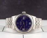 Rolex 36mm Datejust Steel Fluted Blue Roman Dial Watch 16014